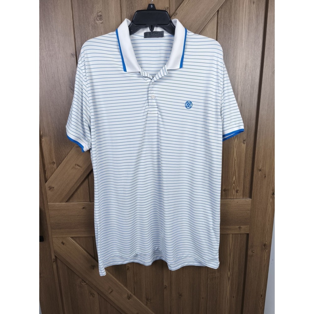 G/FORE Golf Polo Shirt Blue‎ Stripe Stretch Performance L